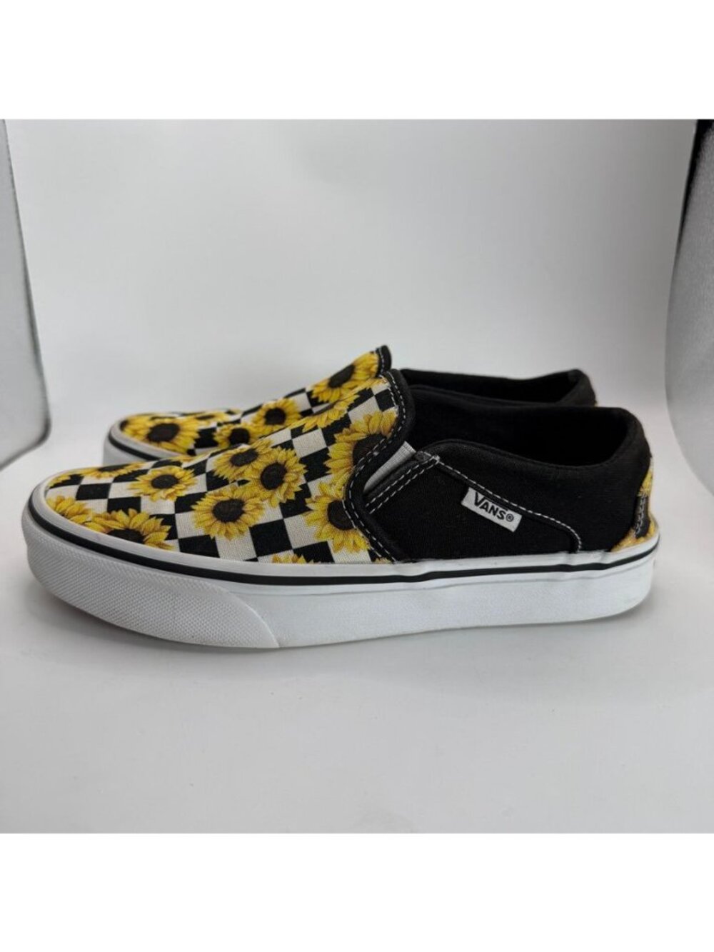 Vans Sunflower Checkerboard Slip-On Shoes Womens Size 6 Casual Canvas Skate Snea - Picture 4 of 9